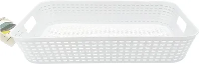 Produktbild von AUFBEWAHRUNGSKORB 35x25x6,5cm Kunststoff Rattan-Optik Aufbewahrung Körbchen Ablagekorb Kiste Korb 03 (Weiss)