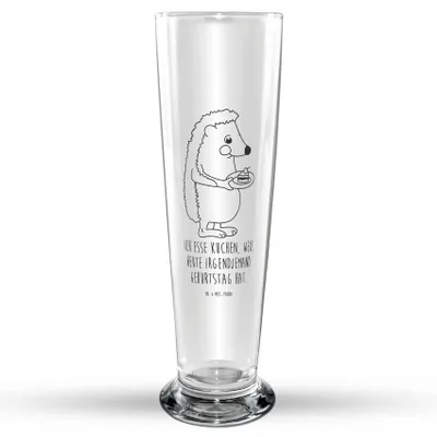 Produktbild von Mr. & Mrs. Panda Bierglas Igel Kuchenstück - Transparent - Geschenk, Mr Mrs Weizenglas, Kuchen Backen, Weizen Glas, Lustige Sprüche, Weißbierglas, Geburtstagskuchen, Bier