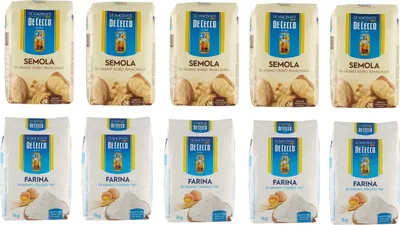 Produktbild von 5x Farina De Cecco di grano tenero Mehl "00" 1kg + 5x De Cecco Hartweizengrieß Semola di grano duro rimacinata + Italian Gourmet polpa 400g