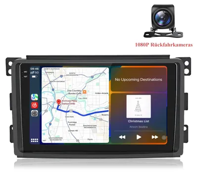 Immagine prodotto di Autoradio QLED 2K da 9,5 pollici per Smart Fortwo 451 (2005-2010), compatibile con CarPlay e Android Auto, inclusa telecamera posteriore 1080P, navigatore GPS, 4G, Wi-Fi, 6+128GB
