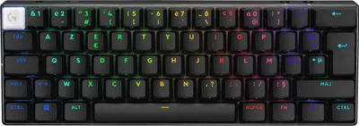 Obrázok produktu pre Logitech G PRO X 60, Káblový a bezdrôtový, RF Wireless + Bluetooth, Mechanický spínač kláves, AZERTY, RGB LED, Čierna