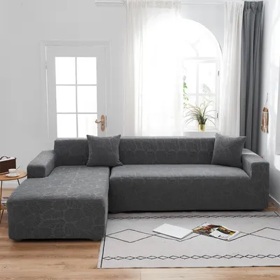 Obrázek produktu pro (Světle šedá) Stretch Polyester Elastan Sofa Slipcover, moderní minimalistické kryty pohovky ve tvaru L, kryty na ochranu nábytku