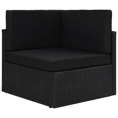 Image de The Living Store Canapé d'angle modulable Poly rotin noir