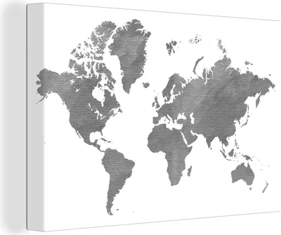Produktbild von OneMillionCanvasses® - Leinwandbilder - 140x90 cm, Weltkarte - Grau - Vintage, Wandbilder Kunstdruck Wanddekoration