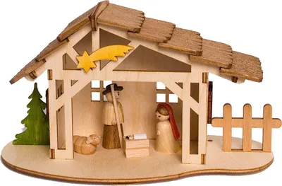 Produktbild von Bastelset Krippenstall (10cm) von Drechslerei Kuhnert