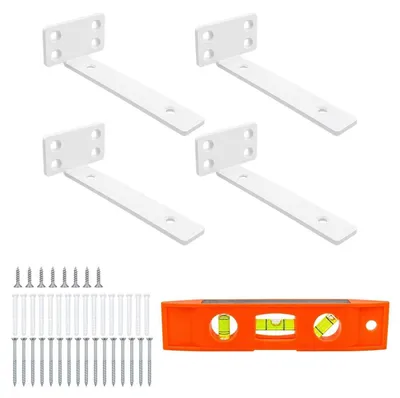 Image de Supports muraux pour étagères, charge lourde, ensemble de 4, 15 cm, couleur blanche