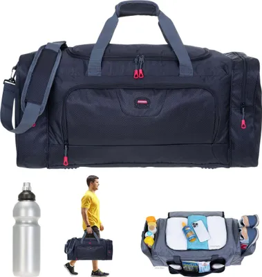 Produktbild von Sporttasche sehr groß Elephant Trainer XL 69 cm 55 Liter Reisetasche Saunatasche Fitnesstasche Freizeittasche Fußball Tasche 1244 Schwarz + Flasche