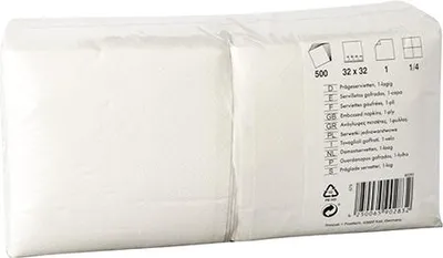 Produktbild von 4500 Servietten, 1-lagig 1/4-Falz 32 cm x 32 cm weiss