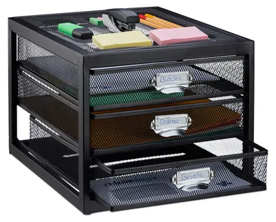 Schubladenbox 3 Schubladen A4 schwarz