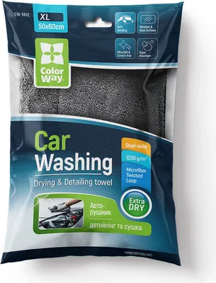 Produktbild von Reiniger ColorWay Mikrofaser Auto Universal Extra Dry 1200gsm 50x60cm grau CW-5612