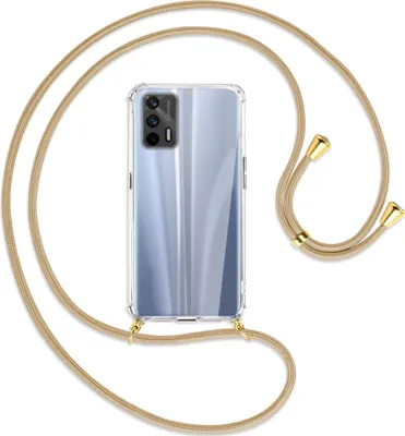 Produktbild von Handykette Backcover-Schutzhülle mit Band (Metall goldfarben) für Realme GT 5G (RMX2202) - caramel
