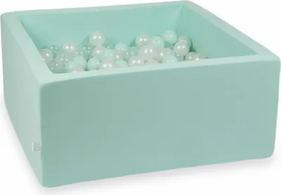 Produktbild von Bällebad 90x90x40cm Minze – Mit 400 Bällen / transparent, perlmutt, hellmint