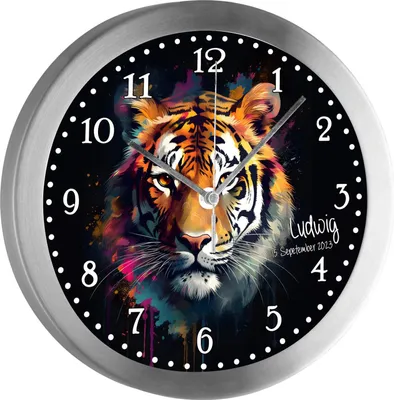 Produktbild von Kinderzimmer Funkwanduhr, Funkuhr Wanduhr Kinder, Tiger 25 cm