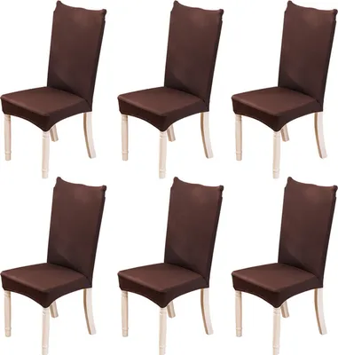 Produktbild von 6 PCS Stretch Dining Stuhlbezüge Abnehmbare waschbare Elasthan-Schonbezüge Stuhlschutzbezüge Dunkelbraun