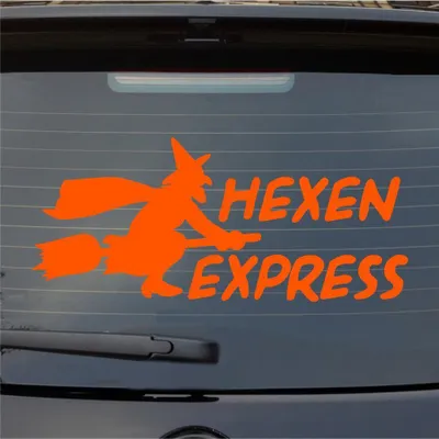 Produktbild von Heckscheibenaufkleber Hexen Express 54x24 cm Orange Auto Aufkleber Sticker