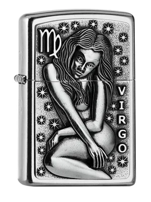 Immagine prodotto di Accendino Zippo Virgo segno zodiacale Vergine placca cromata metallo antivento confezione regalo