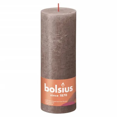 Produktbild von Bolsius Rustikale Stumpenkerzen Shine 4 Stk. 190x68 mm Taupe