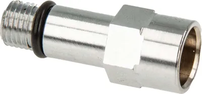 A close-up studio shot of a metal plumbing adapter.
