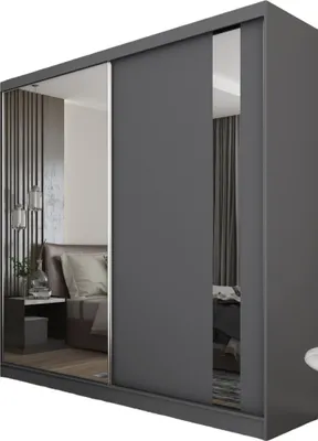 Image de Armoire Gabo de 200 cm avec miroir, 2 portes coulissantes (couleur : graphite)