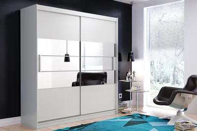 Zdjęcie produktu dla Szafa przesuwna 2-drzwiowa LUIS 200x215x60cm z lustrem – pojemna, nowoczesna i funkcjonalna
