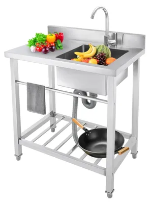 Zdjęcie produktu dla Wolnostojący zlew kuchenny - 1 komora, udźwig 100 kg, stal nierdzewna