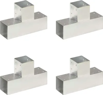 Produktbild von "2026 Promotion" Pfostenverbinder 4 Stk. - Hohe Qualität - T-Form Verzinktes Metall 91x91 mm - Zaunzubehör CC1015