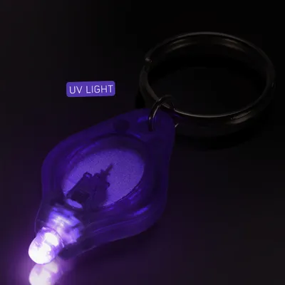 Obrázok produktu pre 10 ks Mini prenosné UV LED svetlo Baterka na kľúče Ultra jasný svetelný krúžok na kľúče Baterka na pasy Detektor meny