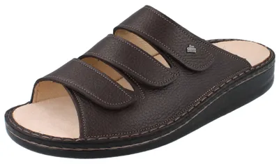 Produktbild von FINN COMFORT Korfu Damen Herren Pantolette dunkelbraun genarbtes Glattleder - Größe: 47