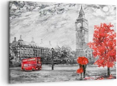 Produktbild von Bild auf Leinwand - Leinwandbild - London Bus - 120x80cm - Wand Bild - Wanddeko - Wandbilder - Leinwanddruck - Bilder - Kunstdruck - Wanddekoration - Leinwand bilder - Wandkunst - AA120x80-3866