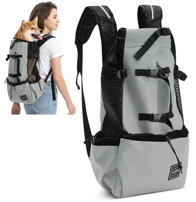 Hunderucksack verstellbar, tragbar, Grau, XL