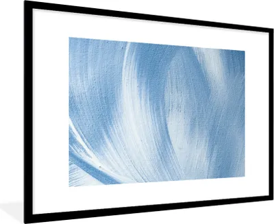 Produktbild von MuchoWow® Gerahmtes Poster Blau - Acrylfarbe - Gestaltung 90x60 cm - Poster mit Schwarzem Bilderrahmen Wandposter Rahmen Foto Bilder - Wanddekoration - Fotos
