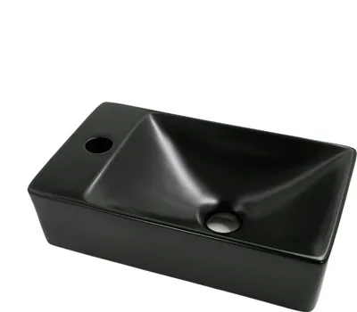 Produktbild von Aloni Handwaschbecken Keramik Schwarz Matt Hahnloch Links