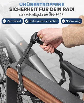 Produktbild von Famanu Faltbares Fahrradschloss - Sichere Diebstahlsicherung mit Halterung