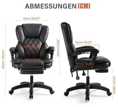Image de Chaise de bureau - Fauteuil de bureau - Chaise ergonomique - Fauteuil gamer - Chaise de bureau avec repose-pieds