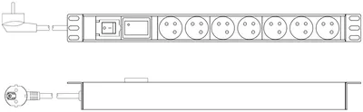 Produktbild von DIGITUS PDU 1U 7xCEE7/5 FR-Ausgänge 230V/16A schwarz