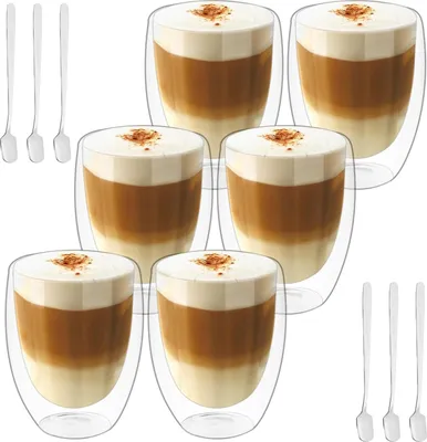 Obrázek produktu pro Dvoustěnné sklenice na latte macchiato 350 ml - sada 6 sklenic na cappuccino