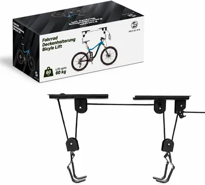 Productafbeelding van Fietslift plafond - Draagvermogen 60 kg - Universeel - Voor e-bike - Zwart