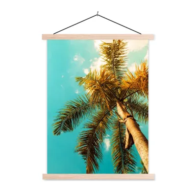 Produktbild von MuchoWow® Textilposter Palme - Sommer - Tropisch 60x80 cm mit holzfarbenen Rahmen - Wandbild