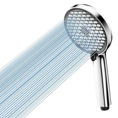 Productafbeelding van Douchekop met hoge druk, met 6 sproeimodussen, geschikt voor lage waterdruk, chroom/zwart