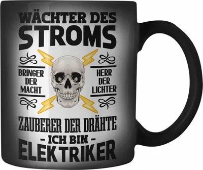 Produktbild von Trendation - Elektriker Farbwechsel Zauber-Tasse Spruch für Männer Geschenk Lustig Gadget Geschenke Kaffeebecher (Schwarz)