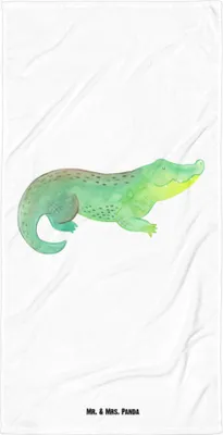 Produktbild von Mr. & Mrs. Panda Badehandtuch Krokodil - Weiß - Geschenk, Beste Freundin, Krokodile, Handtuch, Strandtuch, Duschtuch, Lieblingsmensch, Duschhandtuch, Großes, Meer