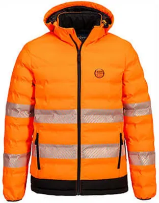 Obrázok produktu pre Výstražná bunda s ultrazvukovým vyhrievaním - oranžová/čierna XL