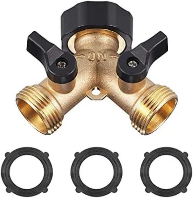 Produktbild von Zocipro 2 Wege Verteiler Wasser 3/4 Zoll, Y Wasseranschluss | Verteiler Anschluss von 2 Geräten mit separatem Schalter für den Einsatz auf Waschmaschine, Küche, Garten, Rasen Wasserhähne