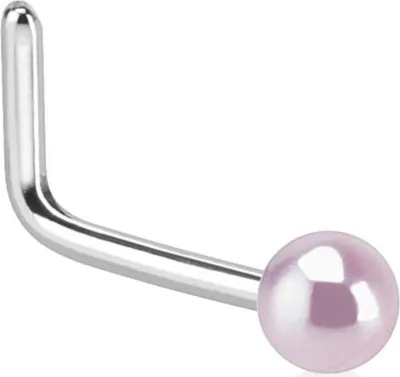 Produktbild von Nasenpiercing Nasenstecker „Perle“ L-Form Pink