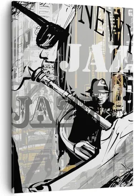 Produktbild von Bild auf Leinwand - Leinwandbild - Einteilig - Jazz Musik Musiker - 50x70cm - Wand Bild - Wanddeko - Wandbilder - Leinwanddruck - Wanddekoration - Leinwand bilder - Wandbild - PA50x70-3792