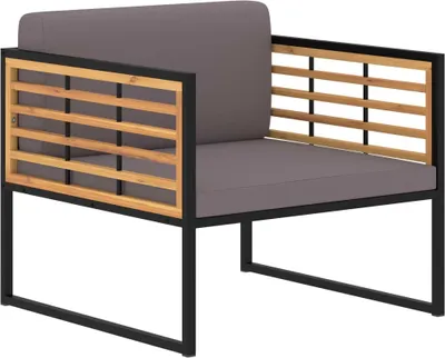 Image de Chaises de jardin et coussins lot de 2 Bois d'acacia Gris foncé