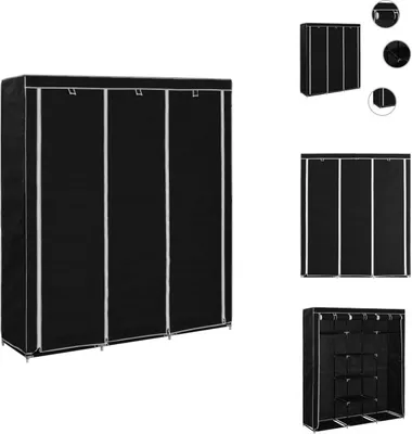 Obrázek produktu pro vidaXL Šatní skříň s policemi tyčemi černá 150x45x175cm látka - Šatní skříně