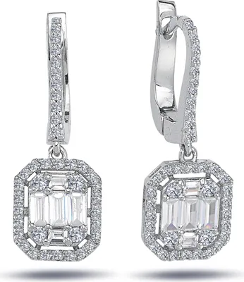 Immagine prodotto di Orecchini con diamanti taglio baguette in oro bianco