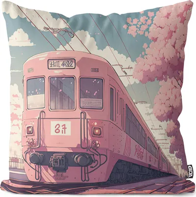 Produktbild von VOID Japan Anime Zug Blumen Kissenbezug Kissenhülle Polyester wasserfest Outdoor Indoor