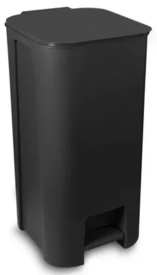 Produktbild von Mülleimer Mit Deckel Und Pedal, Schwarz, 40 L – Loft-Stil
